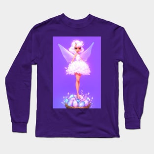 Cute fairy standing on easter egg Long Sleeve T-Shirt